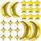 54-Pack Star & Moon Foil Balloons – 50 Gold Stars + 4 Large Moons for Baby Shower, Birthday & Wedding Party Decor